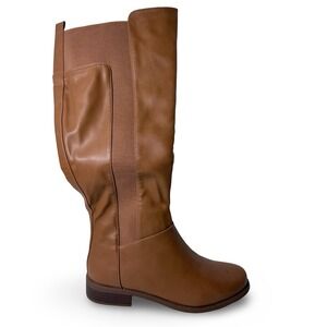 Rilista Womens Brown Knee High Boots Flat Block Heel Wide Calf Sz 8.5 Fashion
